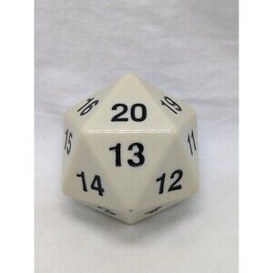 Jumbo Ivory D20 55mm Dice W/Black Koplow Games